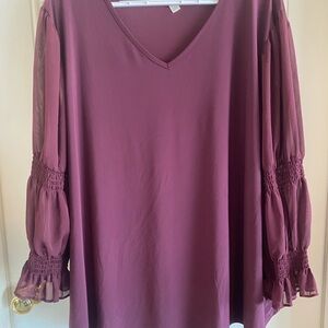 Elegant Plum V-Neck Blouse